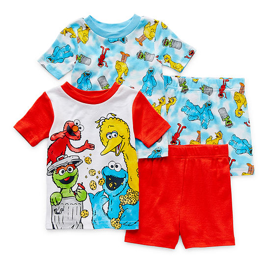 Licensed Toddler Summer Pj Sets Toddler Boys 4-pc. Sesame Street Shorts Pajama Set