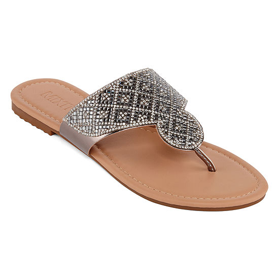 Mixit Womens Bling Diamond Shield Flip-Flops, Color: Pewter - JCPenney