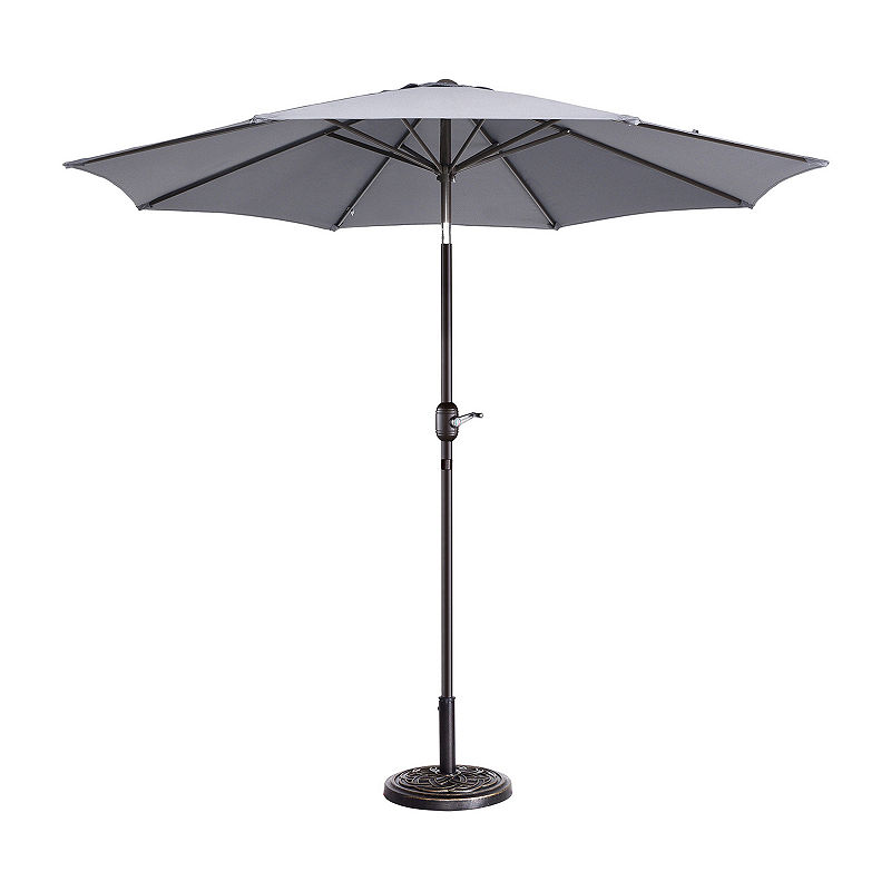 Villacera 9-Ft 8 Ribs Aluminum Pole And Autotilt Outdoor Patio Umbrella, Gray