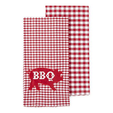 Gingham BBQ 2-pc. Kitchen Towel Set, One Size , Red