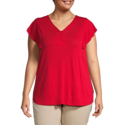 liz claiborne womens v neck short sleeve blouse