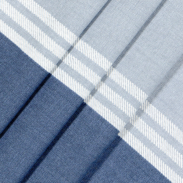 Fieldcrest Devin Flippable Stripe Cotton Chambray Energy Saving 100% Blackout Rod Pocket Single Curtain Panel