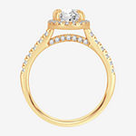 Modern Bride Signature Womens 2 CT. T.W. Lab Grown White Diamond 14K Gold Oval Halo Engagement Ring
