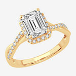 Modern Bride Signature Emerald Cut Womens 1 3/4 CT. T.W. Lab Grown White Diamond 14K Gold Rectangular Halo Engagement Ring