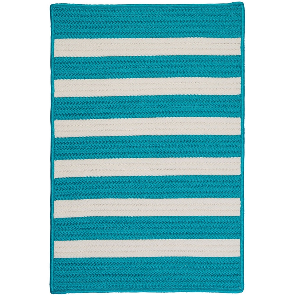 Bayside Reversible Braided Stripe Indoor/Outdoor Rectangular Rugs, Turquoise