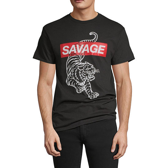 Savage Tiger Mens Crew Neck Short Sleeve Graphic T-Shirt, Color: Black ...