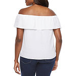 Bold Elements Womens Straight Neck Short Sleeve Layered Top