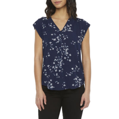 liz claiborne womens v neck short sleeve blouse