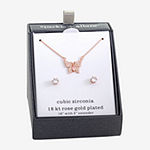 Sparkle Allure 2-pc. Cubic Zirconia 18K Rose Gold Over Brass Butterfly Jewelry Set