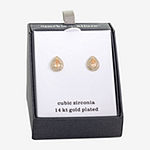 Sparkle Allure Cubic Zirconia 14K Gold Over Brass 14.8mm Pear Stud Earrings