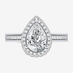 Modern Bride Signature Womens 2 1/4 CT. T.W. Lab Grown White Diamond 14K White Gold Pear Halo Engagement Ring