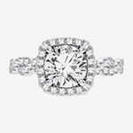 Modern Bride Signature Womens 1 7/8 CT. T.W. Lab Grown White Diamond 14K White Gold Square Halo Engagement Ring