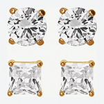 Shaquille O'Neal Xlg Lab Created White Cubic Zirconia Stainless Steel 2 Pair Earring Set