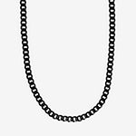 Shaquille O'Neal Xlg Black Stainless Steel Solid Curb Chain Necklace