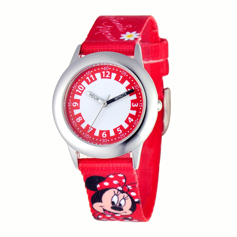 Disney Time Teacher Minnie Mouse Kids Red Strap Watch, Girls
