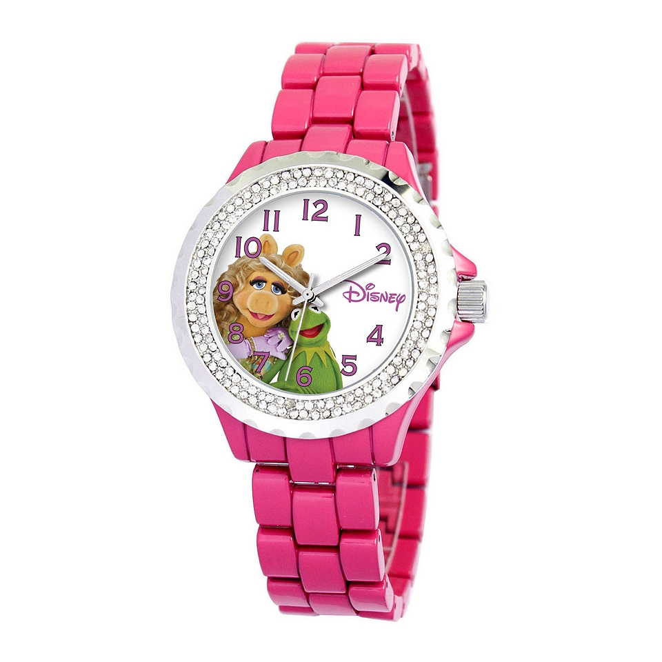 Disney Muppets Womens Pink Enamel Watch with Crystals