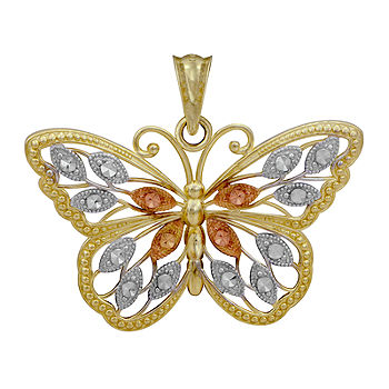 Lex & Lu 14k Yellow Gold & Rhodium Butterfly in Heart Pendant-Prime