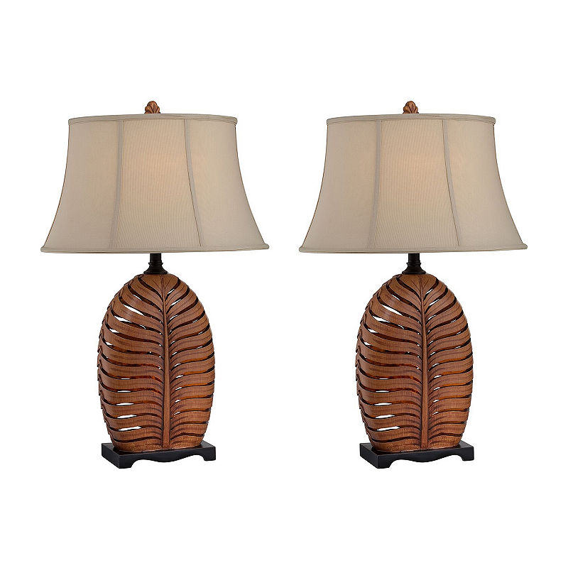 Seahaven Leaf Table Lamp Set, Brown