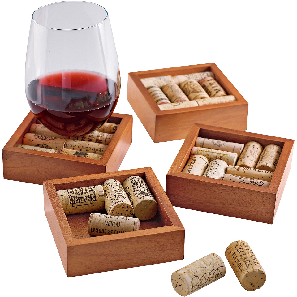 Wine Enthusiast Set of 4 Wine Cork Coasters