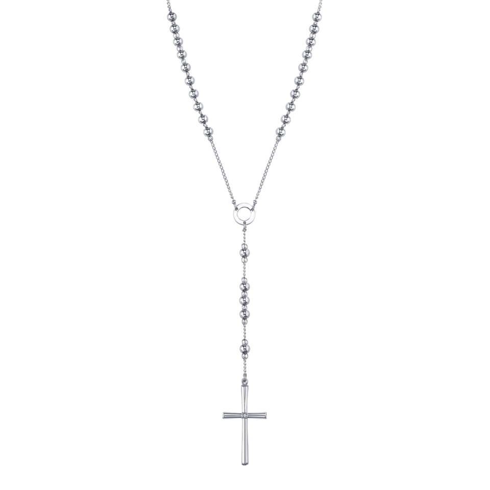 Mens Diamond Accent & Stainless Steel Rosary, White