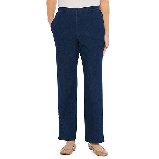 Alfred Dunner Womens High Rise Straight Pull-On Pants, Color: Indigo ...