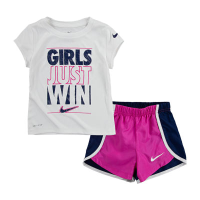 pink nike short set