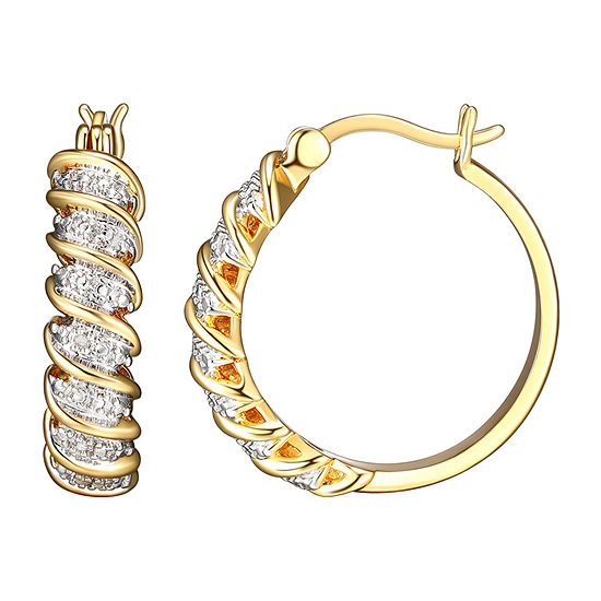 Sparkle Allure Diamond Accent 18K Gold Over Brass Curved Hoop Earrings