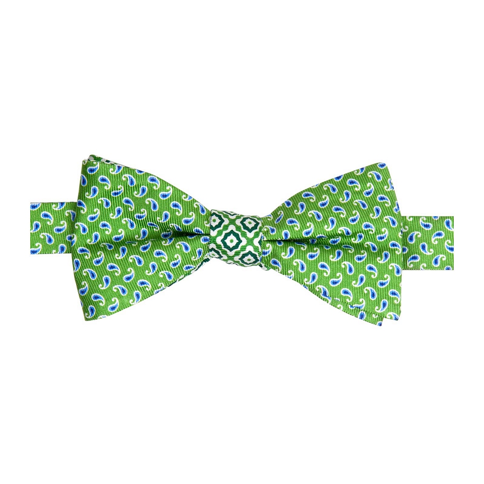 Stafford Maudie Pine Paisley Pre Tied Contrast Knot Bow Tie, Green, Mens