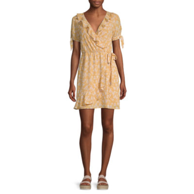 short sleeve floral wrap dress