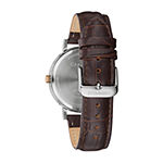 Caravelle Designed By Bulova Mens Brown Leather Strap Watch 44a118