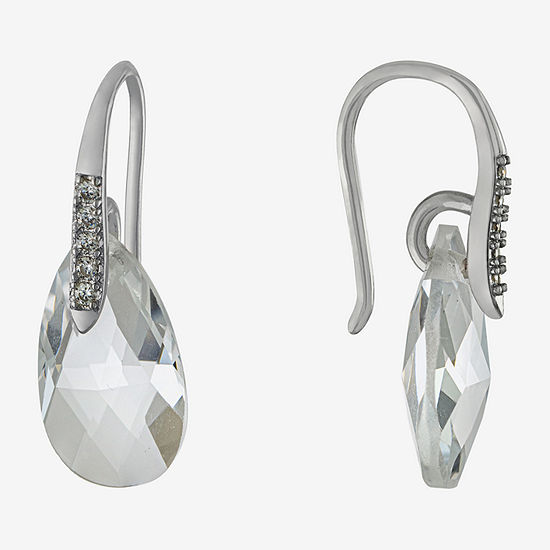 Sparkle Allure Crystal Pure Silver Over Brass Drop Earrings