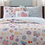 Mi Zone Kids Butterfly Bonanza Antimicrobial Reversible Coverlet Bedding Set with Sheets