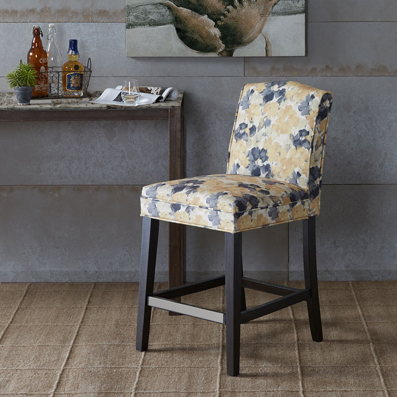 Madison Park Floral Bar Stool, Yellow