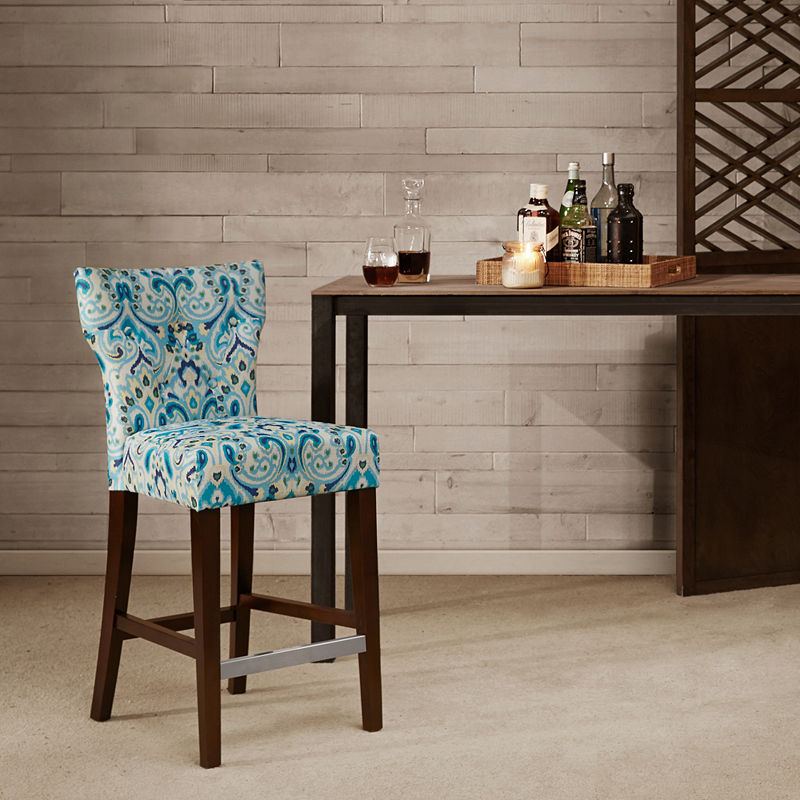 Madison Park Tufted Bar Stool, Blue