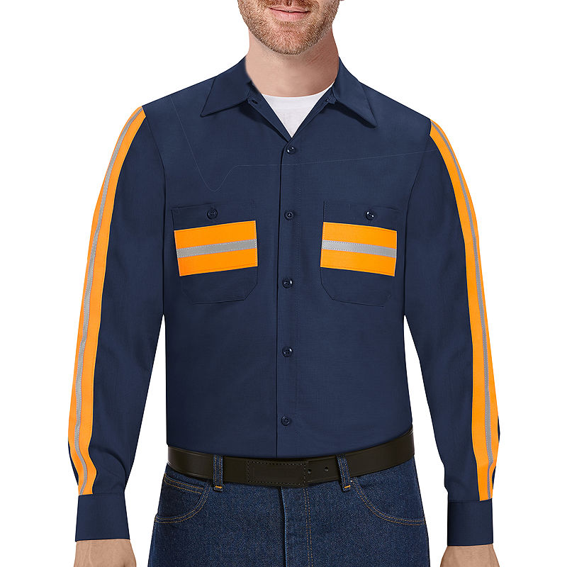 Red Kap Long-Sleeve Enhanced Visibility Industrial Work Shirt - Big & Tall, Mens, Size Large Tall, Blue