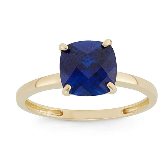 Womens Blue Sapphire 10K Gold Solitaire Cocktail Ring