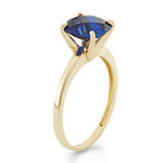 Womens Blue Sapphire 10K Gold Solitaire Cocktail Ring