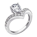 Womens 1 7/8 CT. T.W. Cubic Zirconia Sterling Silver Curved Engagement Ring