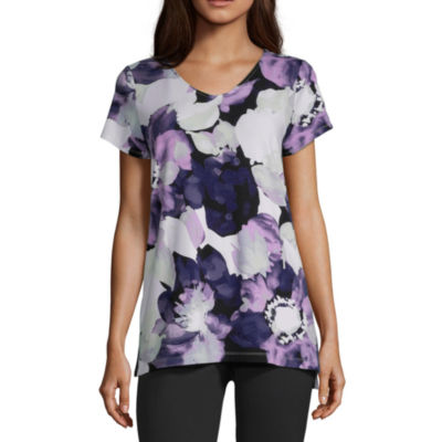 Liz Claiborne Studio-Womens V Neck Short Sleeve T-Shirt