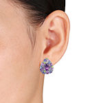 Genuine Purple Amethyst Sterling Silver 21mm Stud Earrings
