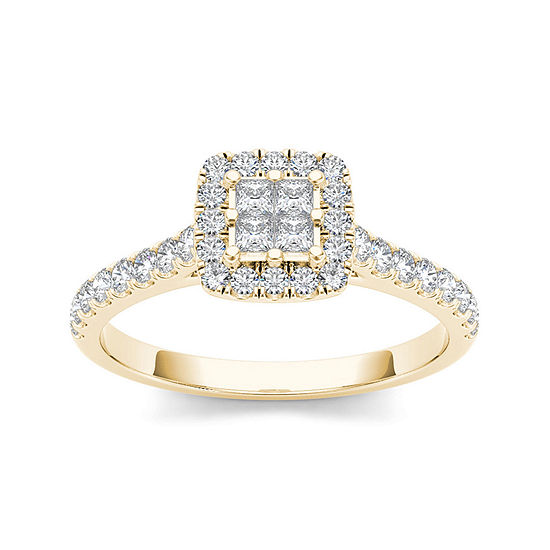 1/2 CT. T.W. Diamond 10K Yellow Gold Engagement Ring, Color: Yellow ...