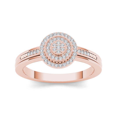 1/6 CT. T.W. Diamond 10K Rose Gold Round Cluster Engagement Ring, Color