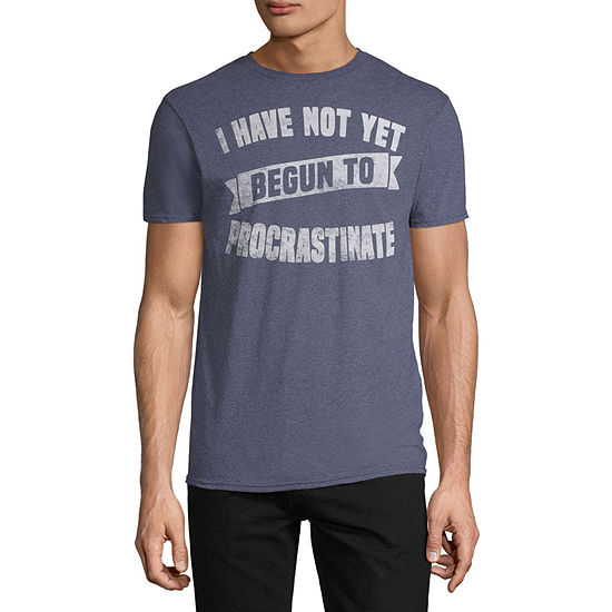 Procrastinate Mens Crew Neck Short Sleeve Regular Fit Graphic T-Shirt