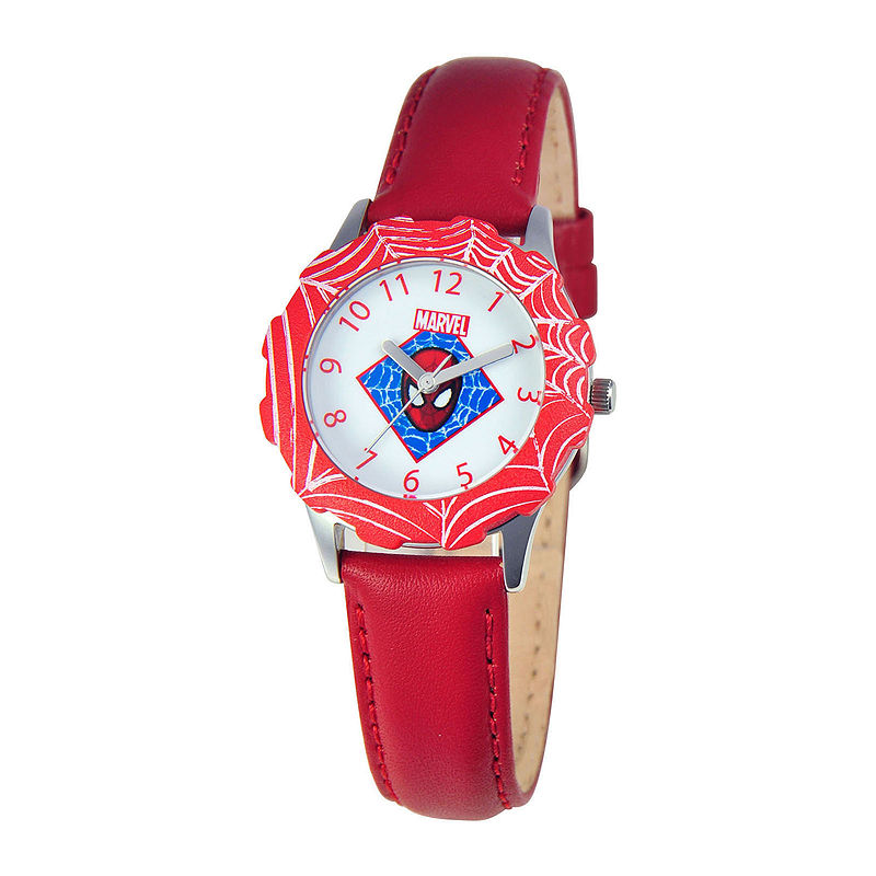 UPC 843231063174 product image for Marvel Spiderman Tween Red Leather Strap Watch | upcitemdb.com