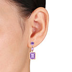 Genuine Purple Amethyst 18K Rose Gold Over Silver Drop Earrings