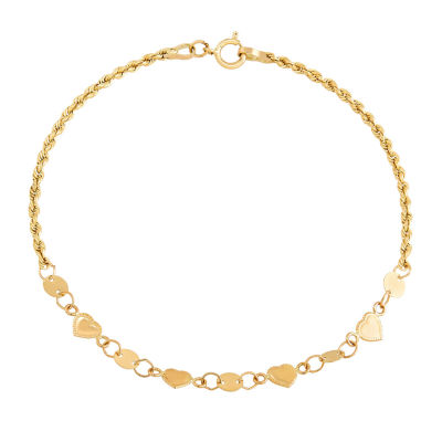 14K Gold 7 Inch Hollow Heart Link Bracelet JCPenney