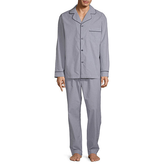 Stafford Mens 2-pc. Pant Pajama Set, Color: Blue Stripe - JCPenney