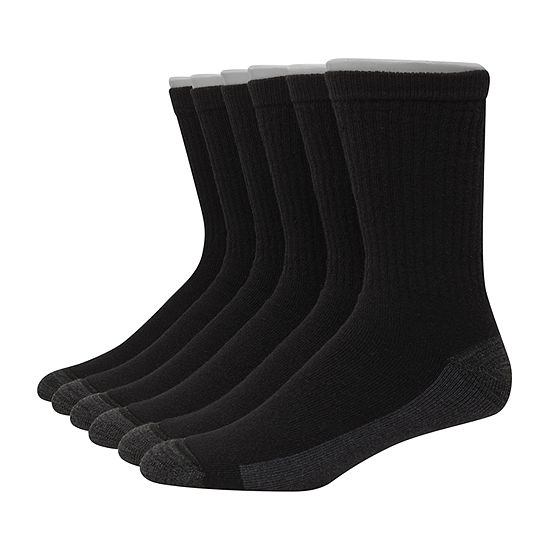 Hanes Ultimate Mens 6 Pair Crew Socks, Color: Black - JCPenney