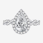 Modern Bride Signature Womens 2 1/2 CT. T.W. Lab Grown White Diamond 14K White Gold Pear Halo Engagement Ring