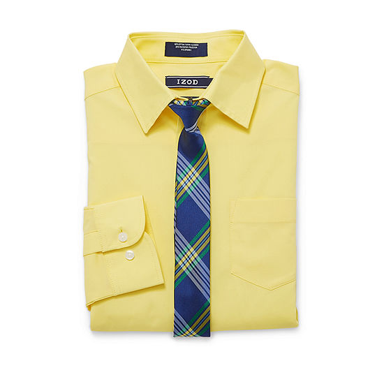 IZOD Big Boys Point Collar Long Sleeve Shirt + Tie Set
